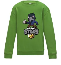 Детский Свитшот Brawl Stars Ворон Лаймовый фото