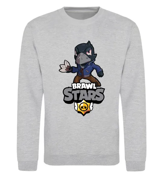 Свитшот Brawl Stars Ворон Серый меланж фото