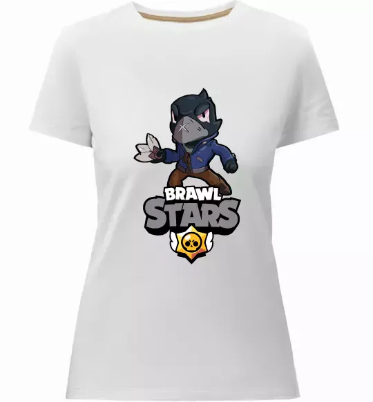 Жіноча преміум футболка Brawl Stars Ворон Білий фото