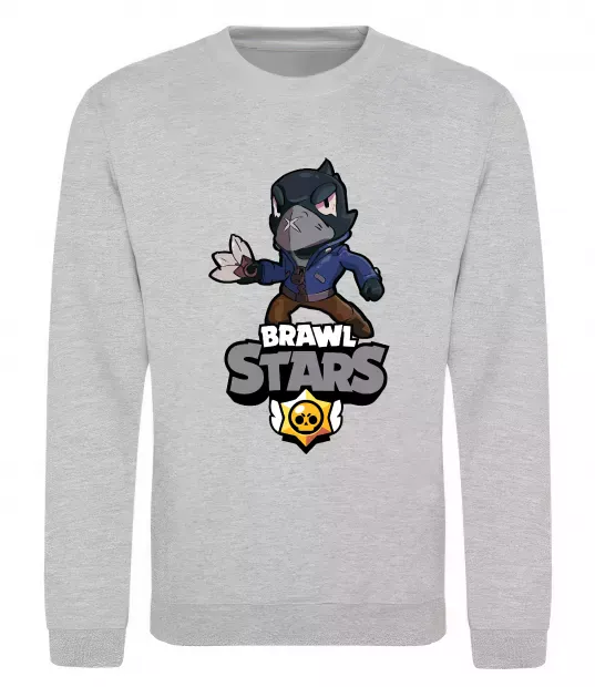 Свитшот Brawl Stars Ворон Серый меланж фото
