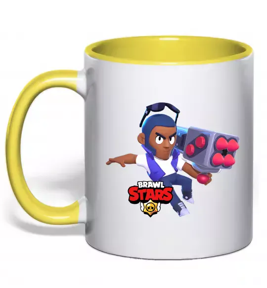 Чашка с цветной ручкой Brawl Stars Брок Солнечно желтый фото