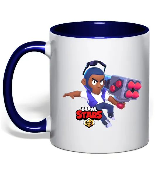 Чашка с цветной ручкой Brawl Stars Брок Глубокий темно-синий фото