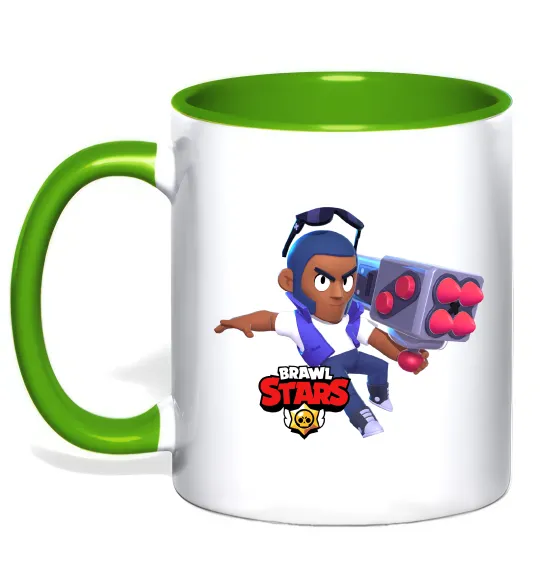 Чашка з кольоровою ручкою Brawl Stars Брок Лаймовий фото