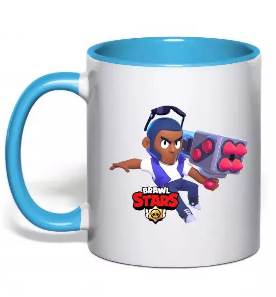 Чашка с цветной ручкой Brawl Stars Брок Голубой фото