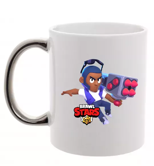 Чашка с цветной ручкой Brawl Stars Брок Серебро фото