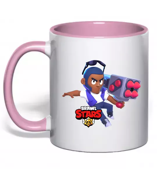 Чашка с цветной ручкой Brawl Stars Брок Нежно розовый фото