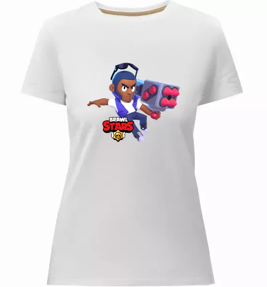 Жіноча преміум футболка Brawl Stars Брок Білий фото