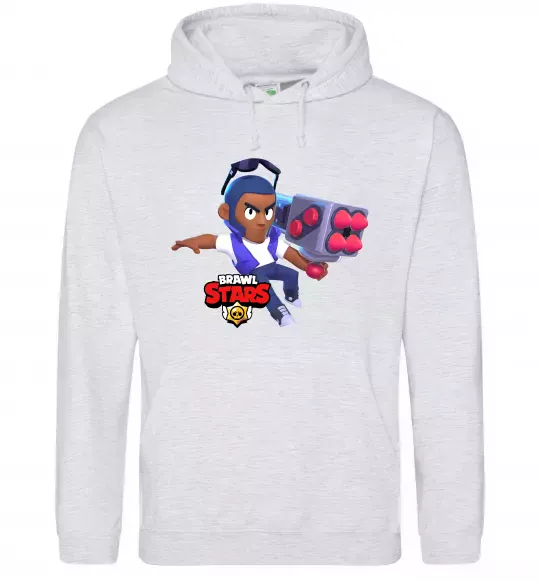 Мужская толстовка (худи) Brawl Stars Брок Серый меланж фото