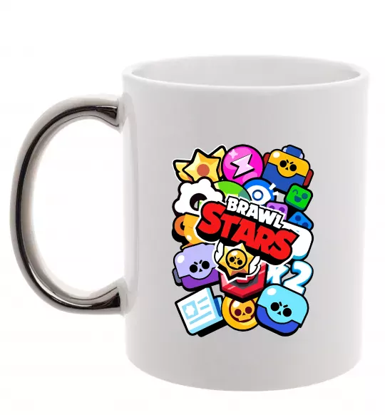 Чашка с цветной ручкой Brawl Stars атрибути Серебро фото