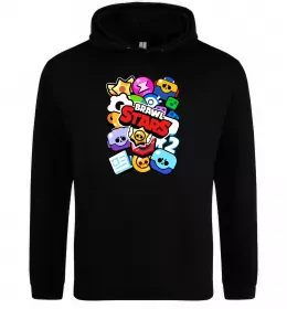 Мужская толстовка (худи) Brawl Stars атрибути Черный фото