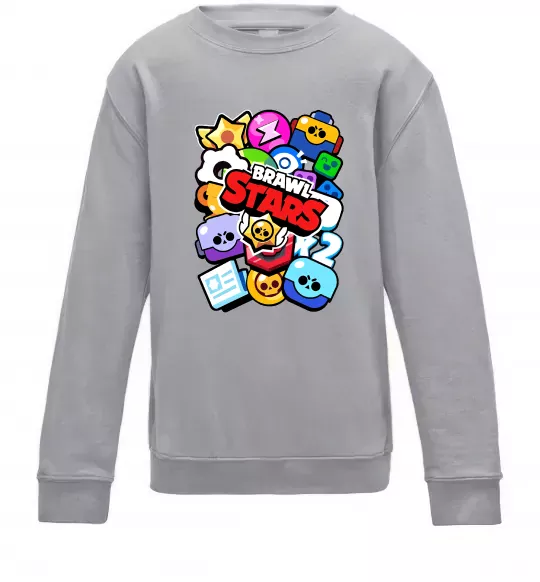 Дитячий світшот Brawl Stars атрибути Сірий меланж фото