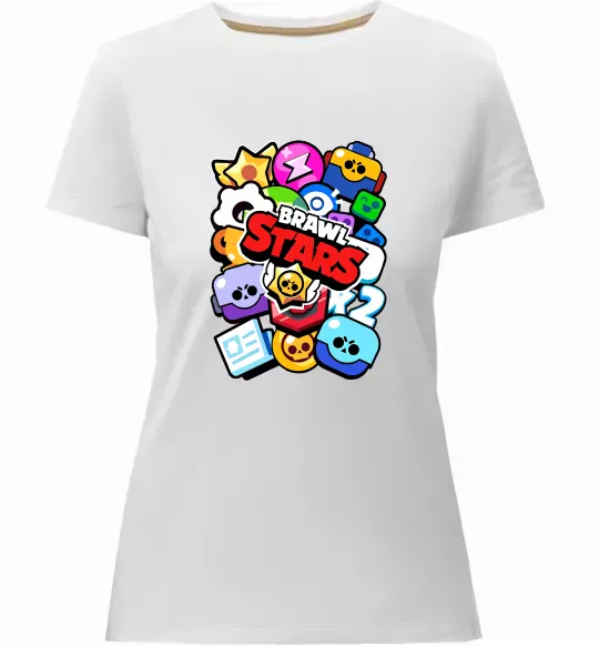 Женская премиум футболка Brawl Stars атрибути Белый фото