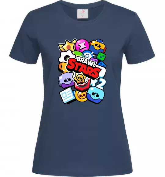 Жіноча футболка Brawl Stars атрибути Темно-синій фото