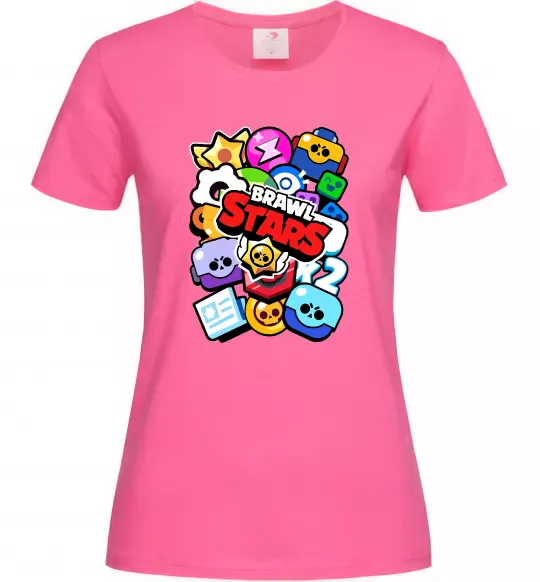 Жіноча футболка Brawl Stars атрибути Яскраво-рожевий фото