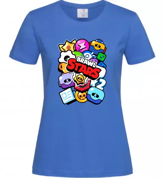 Жіноча футболка Brawl Stars атрибути Яскраво-синій фото