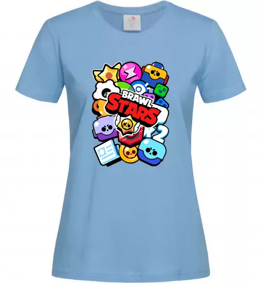 Жіноча футболка Brawl Stars атрибути Блакитний фото