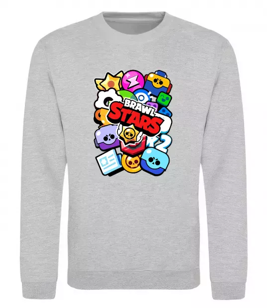 Свитшот Brawl Stars атрибути Серый меланж фото