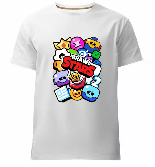 Мужская премиум футболка Brawl Stars атрибути Белый фото
