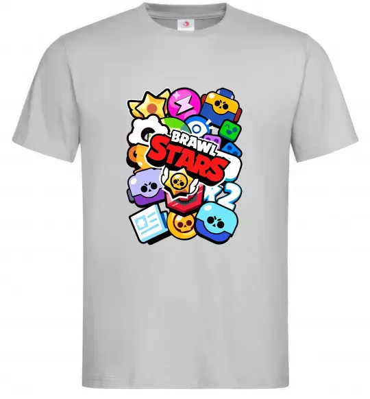 Мужская футболка Brawl Stars атрибути Серый фото