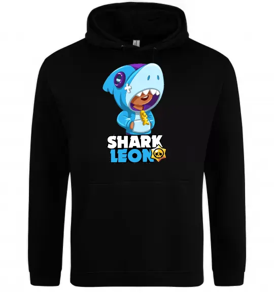 Чоловіча толстовка (худі) Brawl Stars Shark Leon Чорний фото