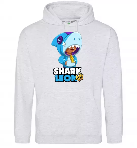 Женская толстовка (худи) Brawl Stars Shark Leon Серый меланж фото