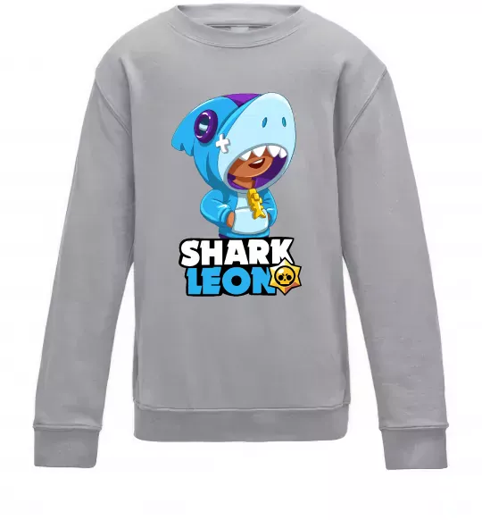 Дитячий світшот Brawl Stars Shark Leon Сірий меланж фото