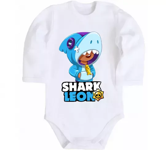 Дитячий бодік Brawl Stars Shark Leon Білий фото