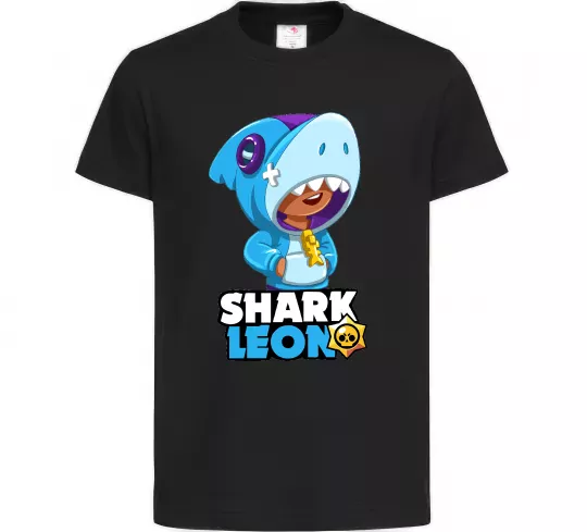 Дитяча футболка Brawl Stars Shark Leon Чорний фото