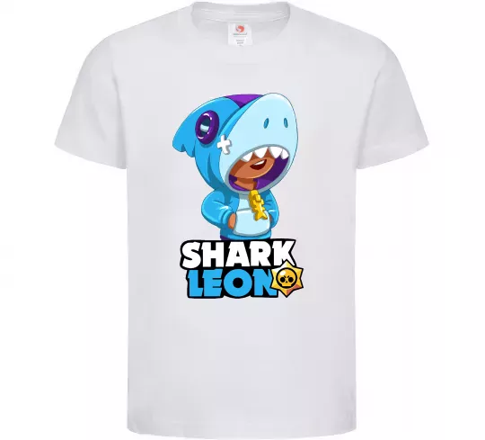 Дитяча футболка Brawl Stars Shark Leon Білий фото