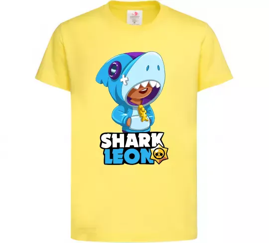 Дитяча футболка Brawl Stars Shark Leon Лимонний фото