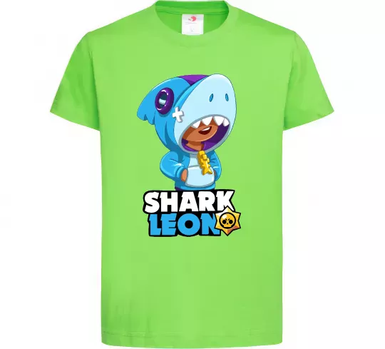 Дитяча футболка Brawl Stars Shark Leon Лаймовий фото