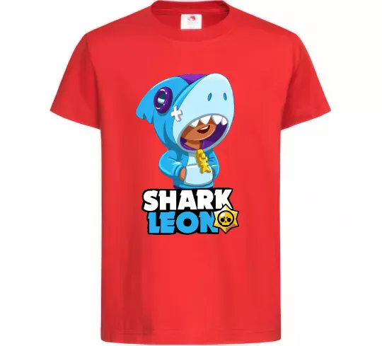 Дитяча футболка Brawl Stars Shark Leon Червоний фото