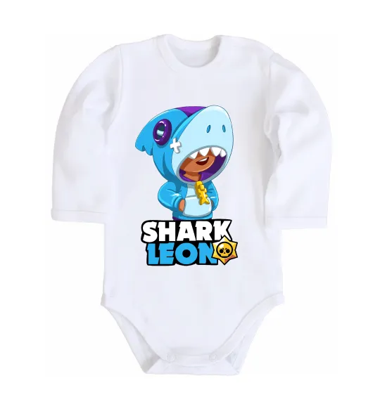 Детский боди Brawl Stars Shark Leon Белый фото