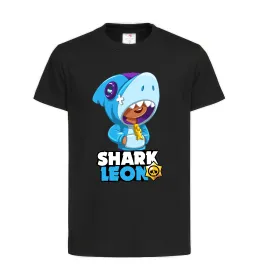 Дитяча футболка Brawl Stars Shark Leon Чорний фото