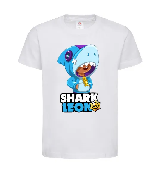 Детская футболка Brawl Stars Shark Leon Белый фото