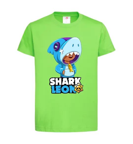 Детская футболка Brawl Stars Shark Leon Лаймовый фото