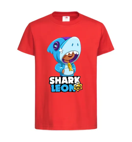 Детская футболка Brawl Stars Shark Leon Красный фото