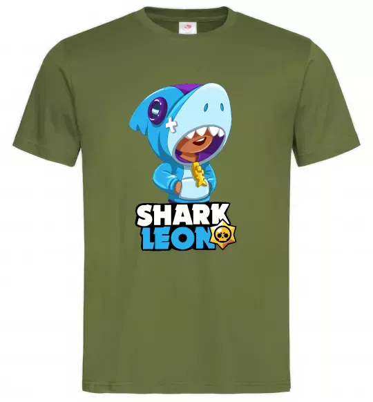 Мужская футболка Brawl Stars Shark Leon Оливковый фото