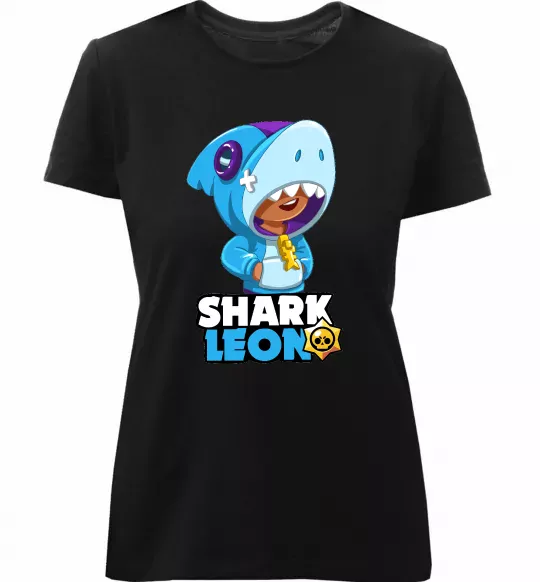 Женская премиум футболка Brawl Stars Shark Leon Черный фото