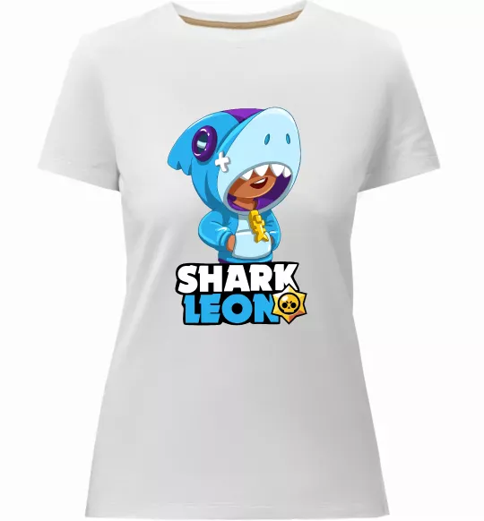 Женская премиум футболка Brawl Stars Shark Leon Белый фото