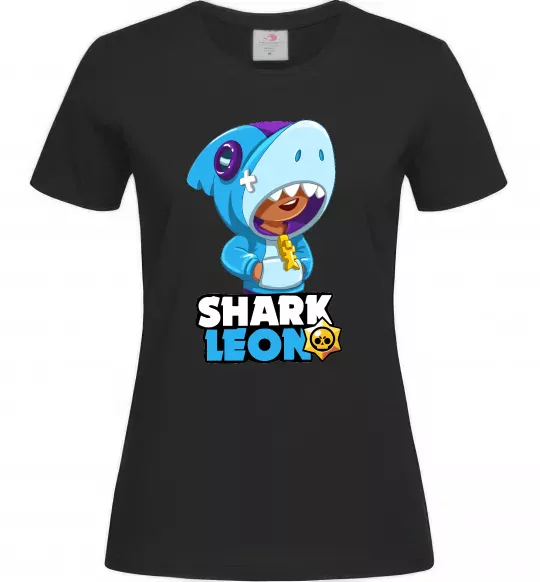 Жіноча футболка Brawl Stars Shark Leon Чорний фото