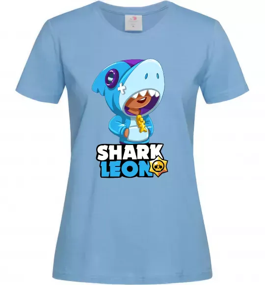 Жіноча футболка Brawl Stars Shark Leon Блакитний фото