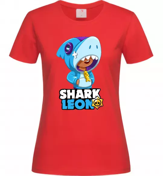 Жіноча футболка Brawl Stars Shark Leon Червоний фото