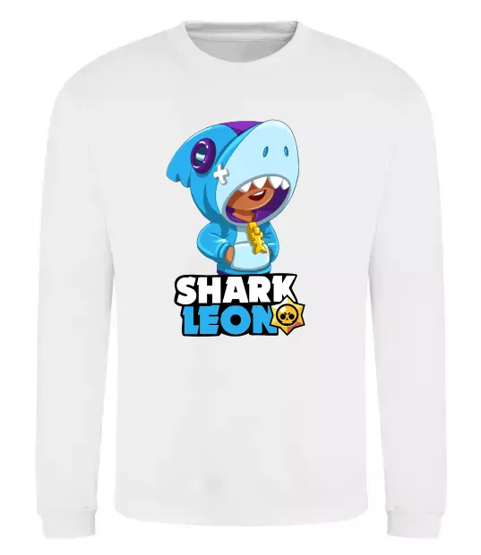 Свитшот Brawl Stars Shark Leon Белый фото
