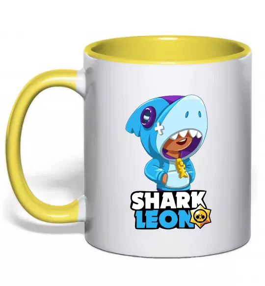 Чашка с цветной ручкой Brawl Stars Shark Leon Солнечно желтый фото