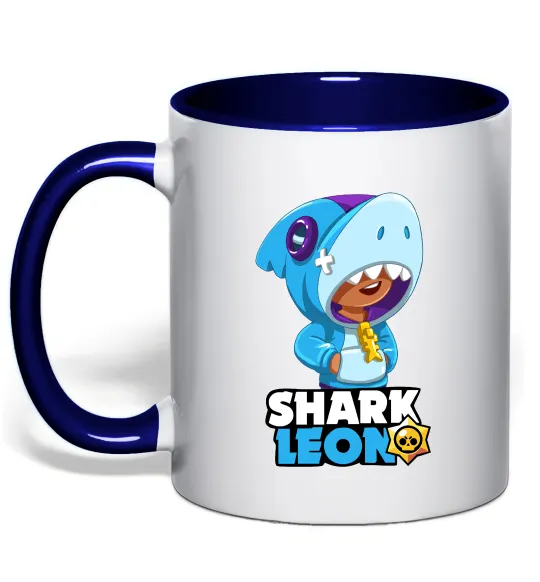 Чашка с цветной ручкой Brawl Stars Shark Leon Глубокий темно-синий фото
