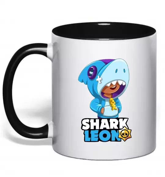 Чашка с цветной ручкой Brawl Stars Shark Leon Черный фото