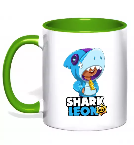 Чашка с цветной ручкой Brawl Stars Shark Leon Зеленый фото
