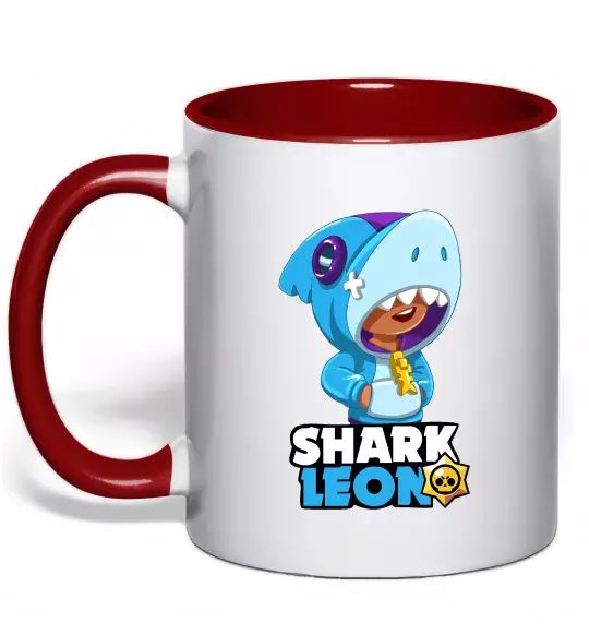 Чашка с цветной ручкой Brawl Stars Shark Leon Красный фото