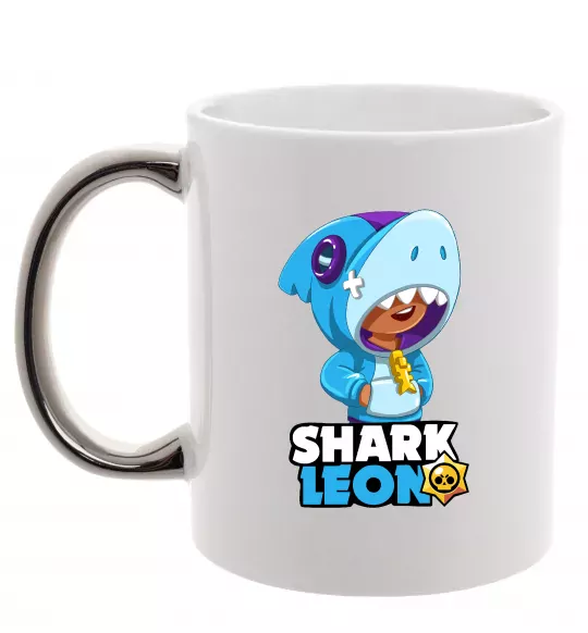 Чашка с цветной ручкой Brawl Stars Shark Leon Серебро фото